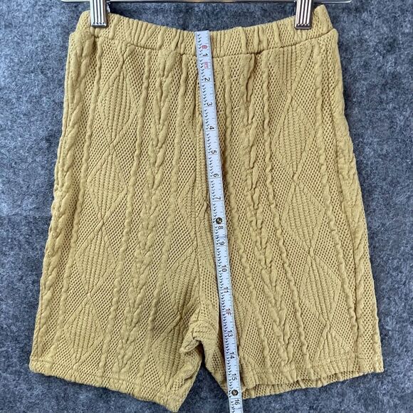 Sabo Knit Set Womens XS Yellow Cable Knit Stretch Shorts Sweater - Picture 5 of 7